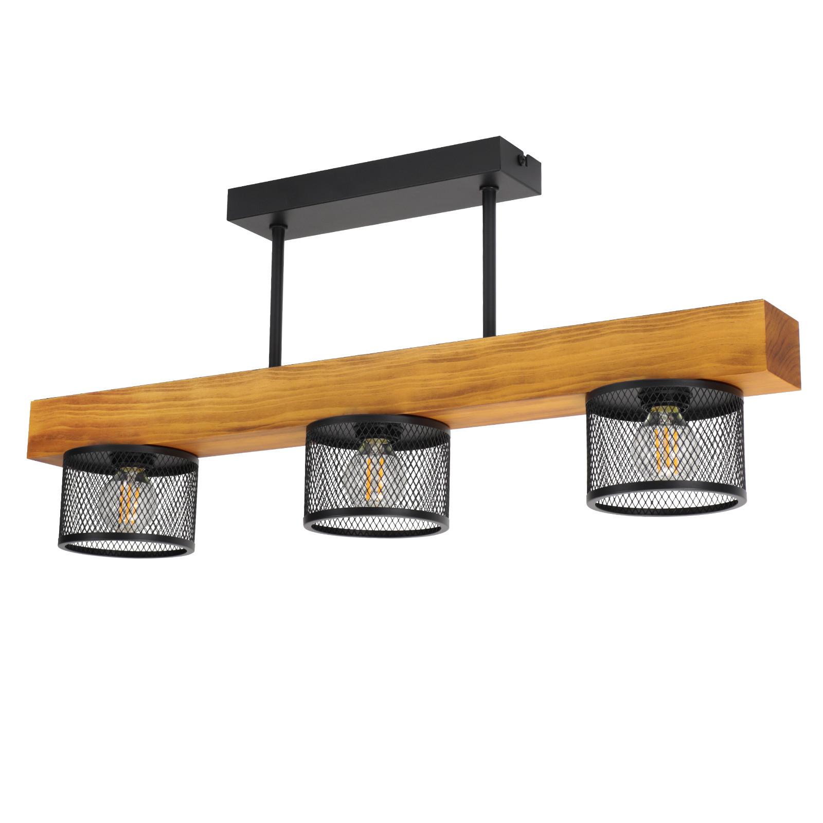 DECKENLEUCHTE Noxeth 60/10/25.5 cm - Schwarz/Braun, Holz/Metall (60/10/25.5cm) - ZMH
