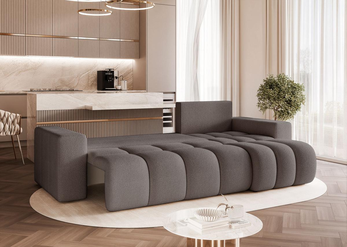 ECKSOFA OFI mit Schlaffunktion und Bettkasten Dunkelgrau - Dunkelgrau, Holzwerkstoff/Kunststoff (248/145cm) - Idohome
