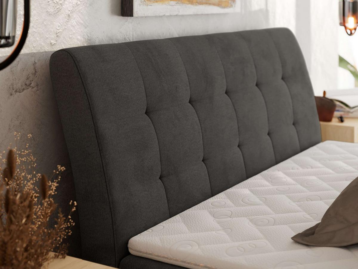 BOXBETT DAGOS 120/200 - Dunkelgrau Velvet - H3 - Topper Visco - Dunkelgrau, Textil (120/200cm) - MKS