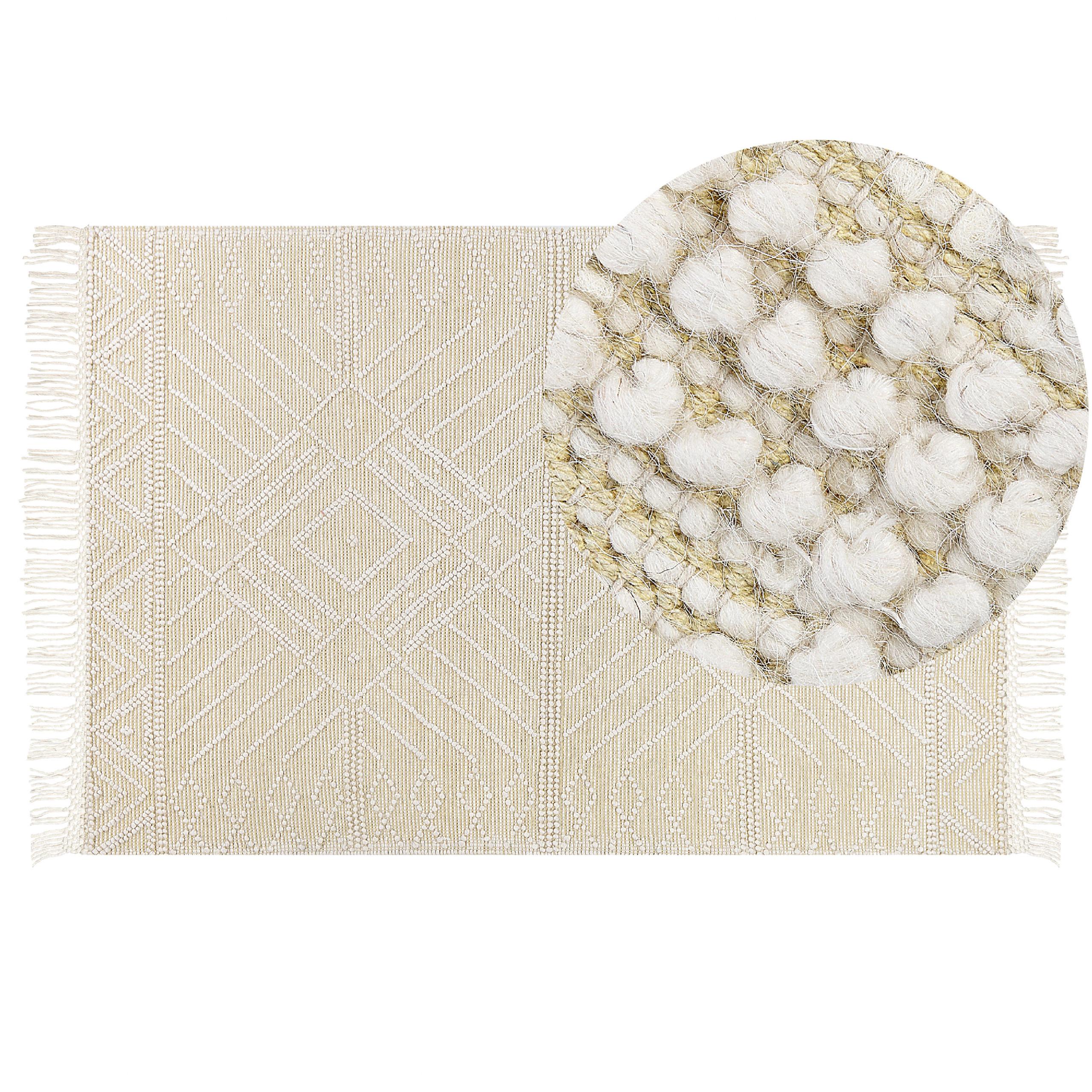 TEPPICH geflochten Mavikent 230/160 cm - Beige, Textil (160/230cm) - Beliani