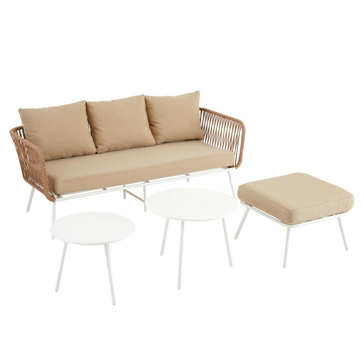 GARTENMÖBEL MYKONOS - Beige/Weiß, Metall - IDIMEX