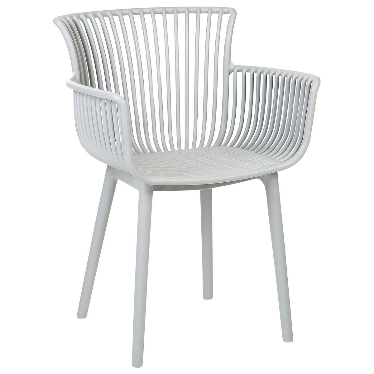 GARTENSTUHL 4er-Set Kunststoff hellgrau Pesaro - Grau, Kunststoff (58/84/45cm) - Beliani