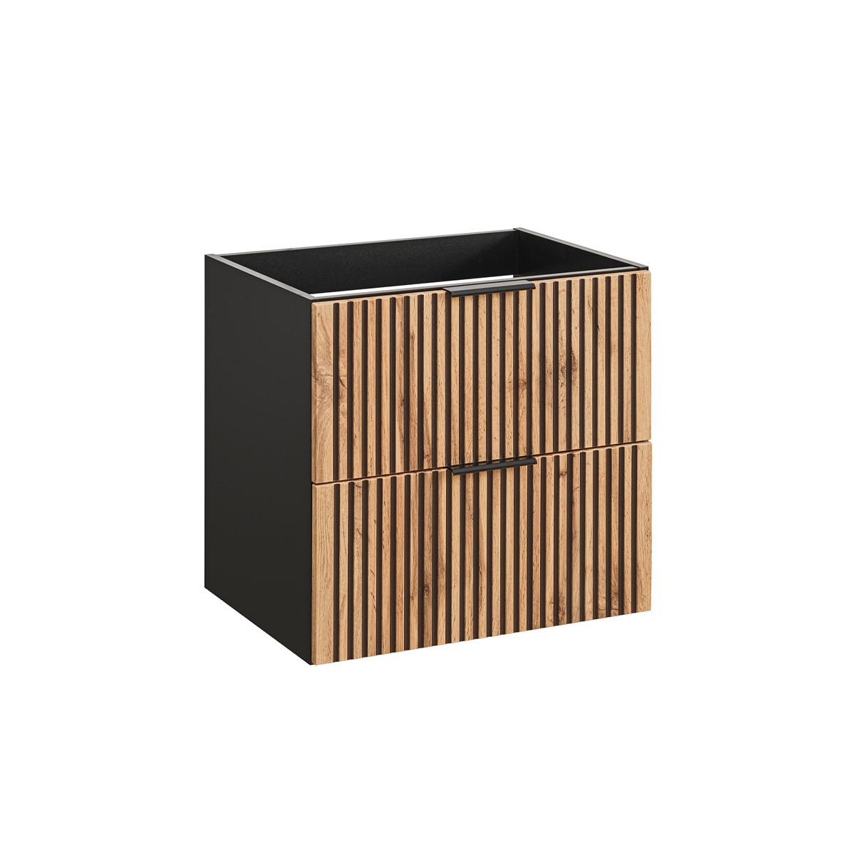 WASCHTISCHUNTERSCHRANK 60.2cm Gaia Holz in Eichenoptik und Schwarz - Schwarz, Holzwerkstoff (60.2/57/46cm) - Petits-meubles