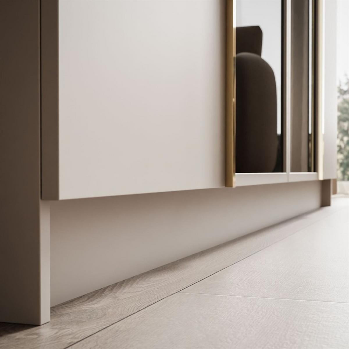 VIERTÜRIGER Schrank ATRIUM II mit Glasfront - Kaschmir, Holzwerkstoff (200/210/57cm) - Lookway