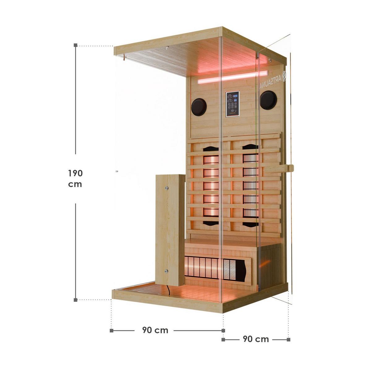 INFRAROTKABINE Göteborg mit Vollspektrumstrahlern - Naturfarben, Holz (90/190/90cm) - Artsauna