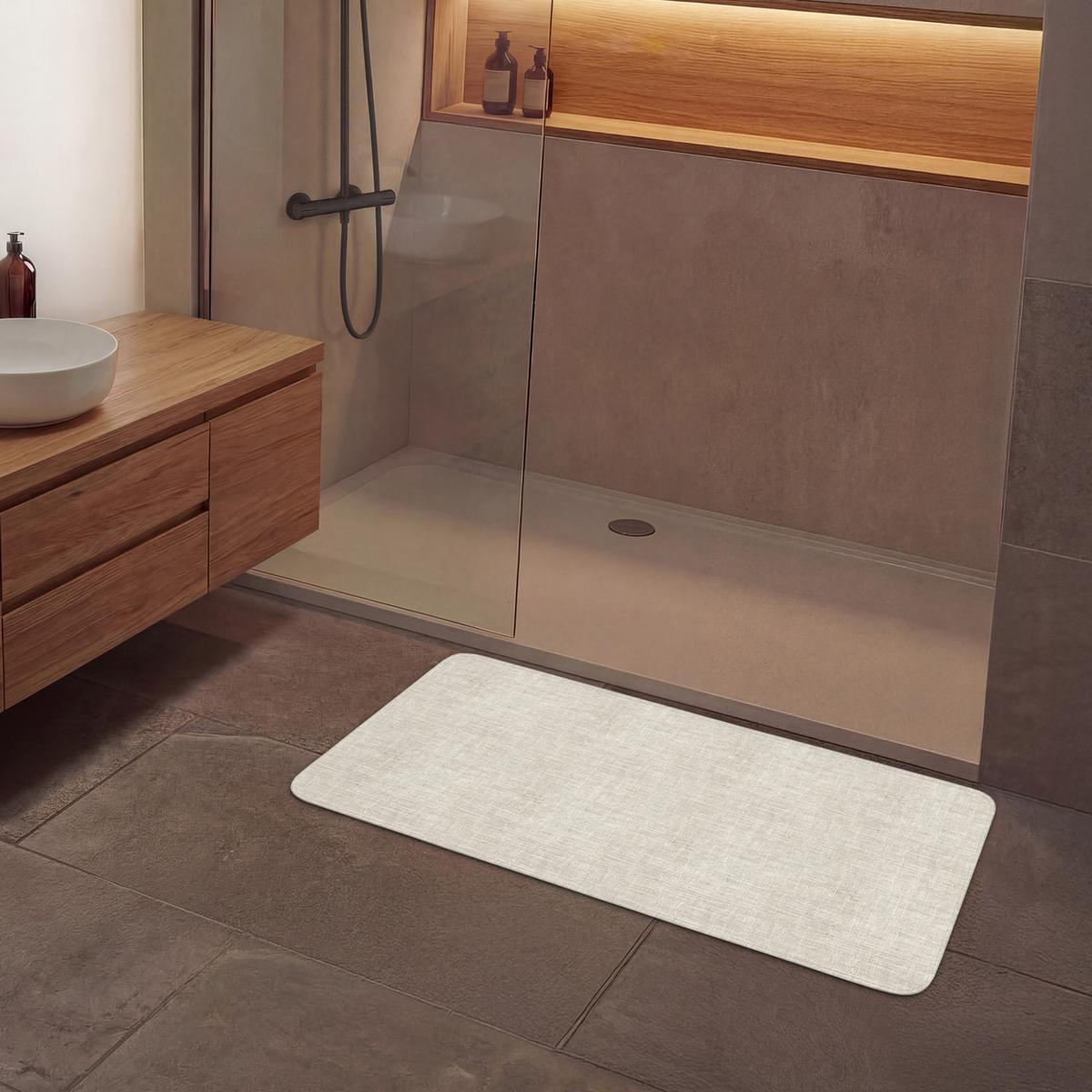 BADEMATTE Leinen - Textur - Beige 120x60 cm - Beige, Textil (120/60cm) - OnlyWow