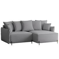 ECKSOFA MARCO Rechts, mit Schlaffunktion und Bettkasten, Grau - Grau, Textil/Metall (221/148cm) - Idohome