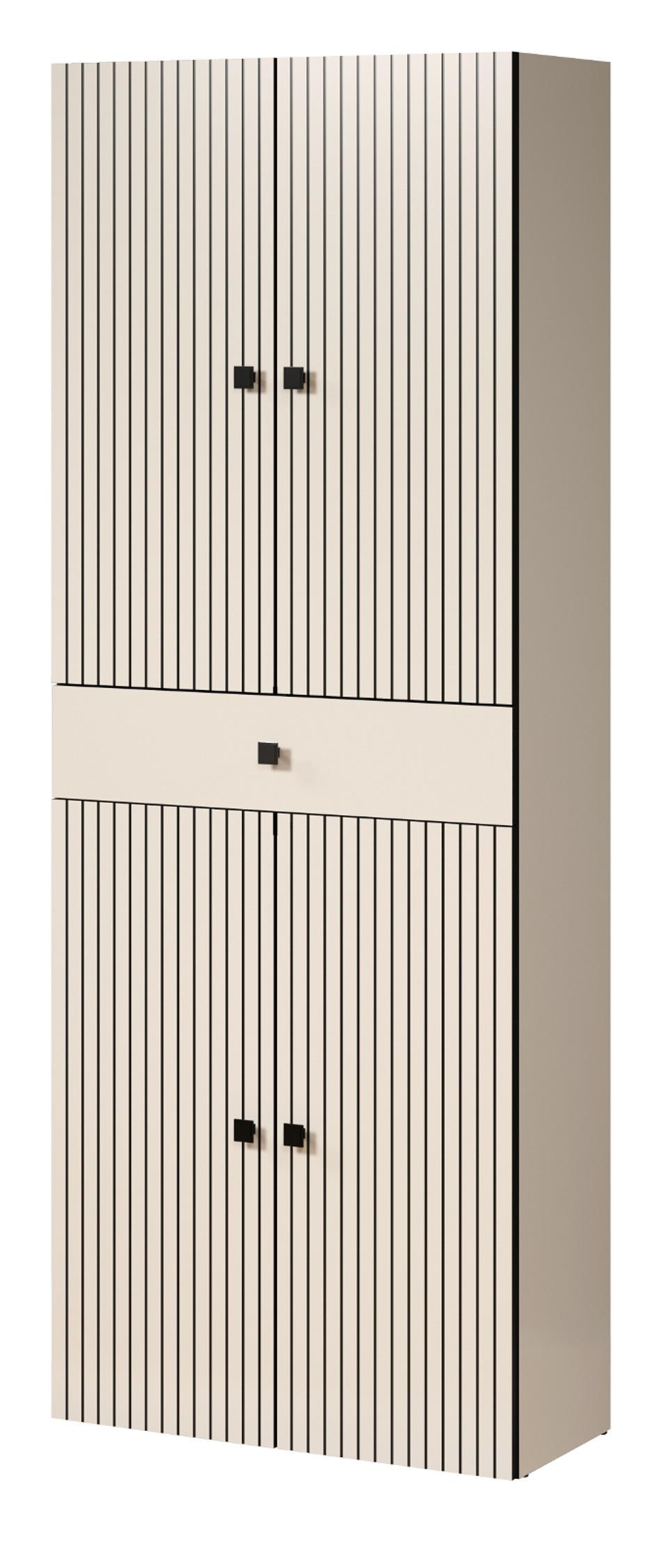 HOCHSCHRANK Kaschmir, grau 70 x 186 cm, Badschrank 4-türig - Kaschmir/Schwarz, Holzwerkstoff/Metall (70/186/31cm) - Top.Furn