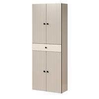 HOCHSCHRANK Kaschmir, grau 70 x 186 cm, Badschrank 4-türig - Kaschmir/Schwarz, Holzwerkstoff/Metall (70/186/31cm) - Top.Furn