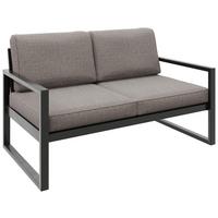 GARTENBANK Bellano Outdoor 2-Sitzer Polster-Loungebank, Stahlgestell Schwarz, Dunkelbeige 76/146/80 cm - Beige, Textil (146/86/80cm) - WFL GROUP