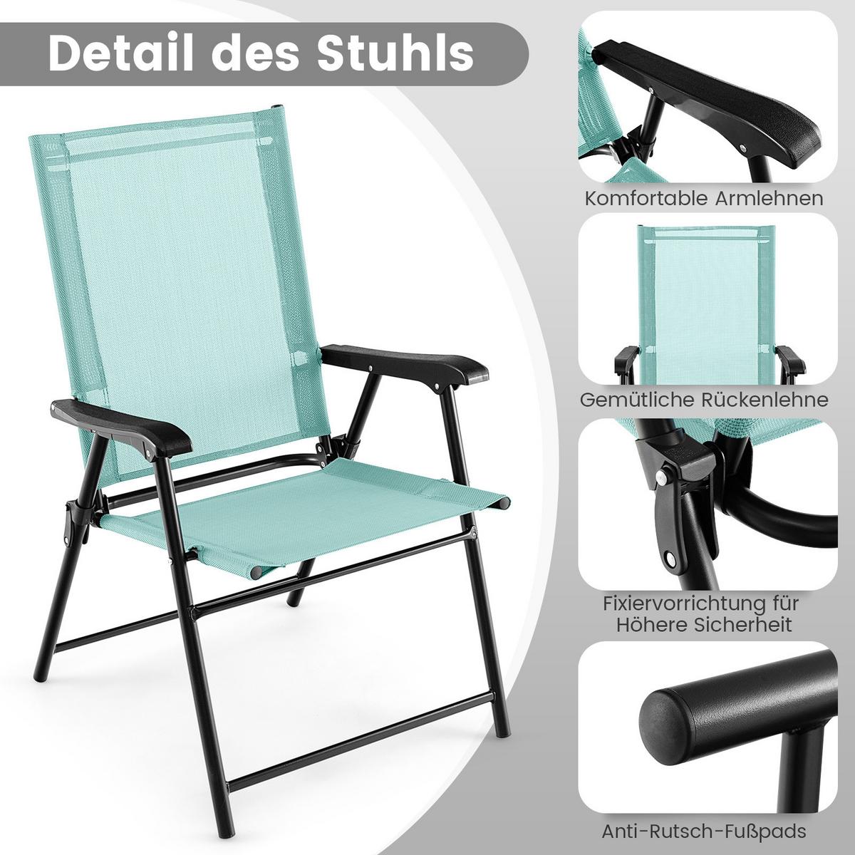 TERRASSENSTUHL Minzgrün (4-teilig) - Mintgrün, Metall (65/93/60cm) - COSTWAY