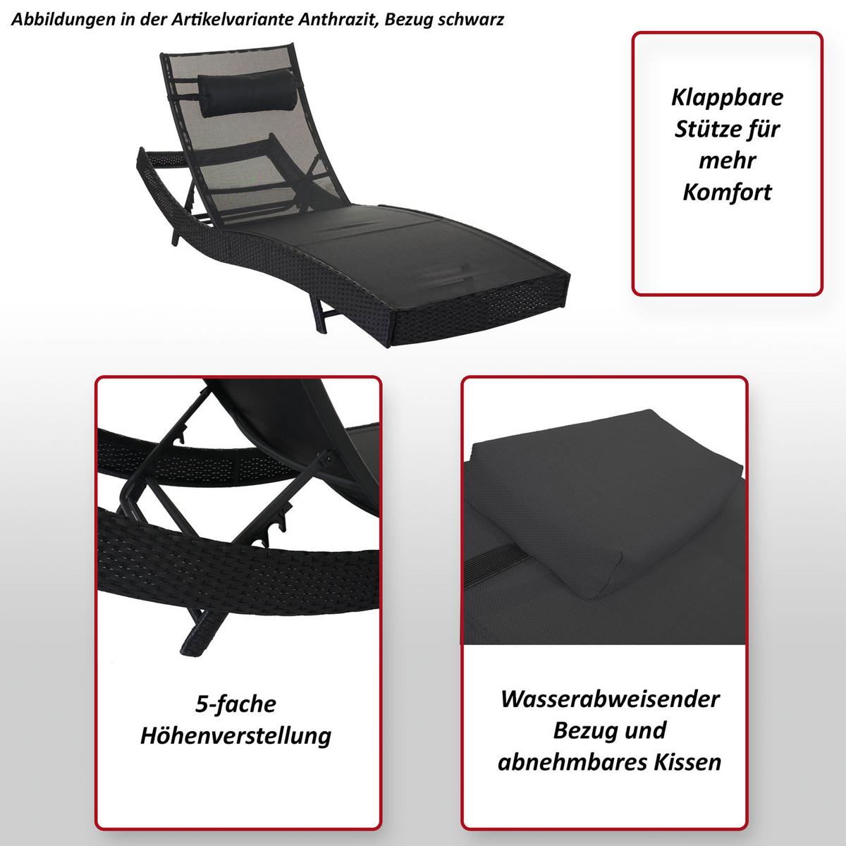 SONNENLIEGE Braun, Grau - Braun/Grau, Kunststoff (70/88/220cm) - MCW