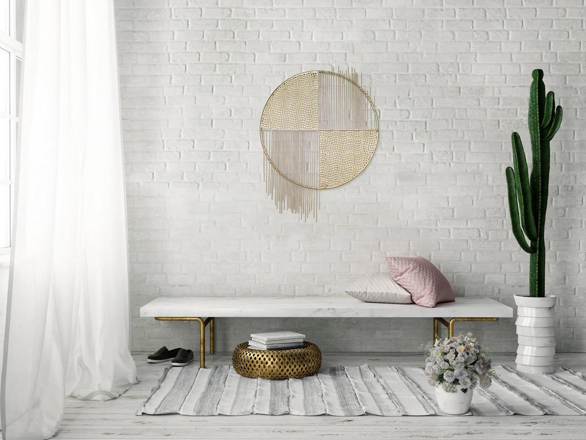 WANDDEKO Gold 60/80 cm - Goldfarben/Weiß, Metall (2.74/80/2cm) - KUNSTLOFT