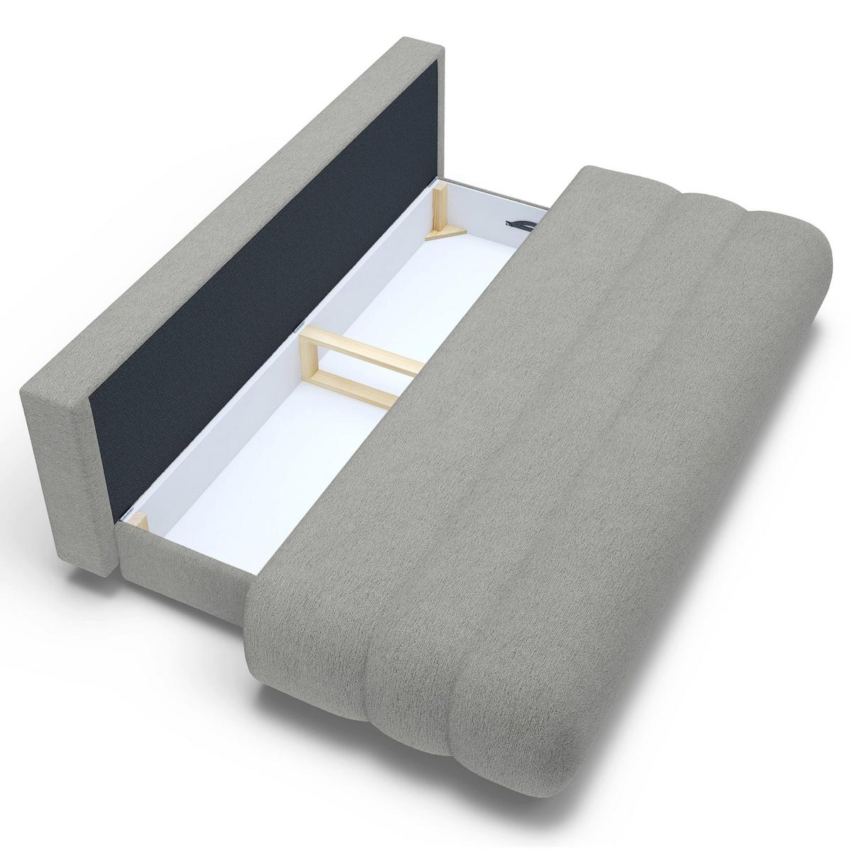 SCHLAFSOFA Arione 214 cm - Hellgrau/Schwarz, Kunststoff/Textil (214/74/104cm) - Selsey