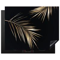 HERDABDECKPLATTE Blätter - Pflanzen - Gold - Schwarz - Luxus Herdabdeckung Induktionsfeld 65x52 cm - Goldfarben, Kunststoff (65/52/0.2cm) - MuchoWow
