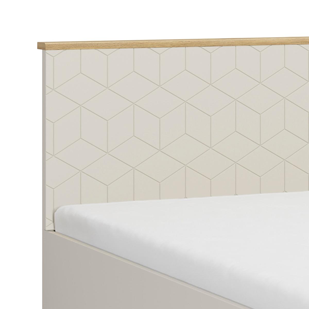 BOXBETT 160/200 Naya Kaschmir und Eichenholz-Optik - Beige, Holzwerkstoff (160/200cm) - Petits-meubles
