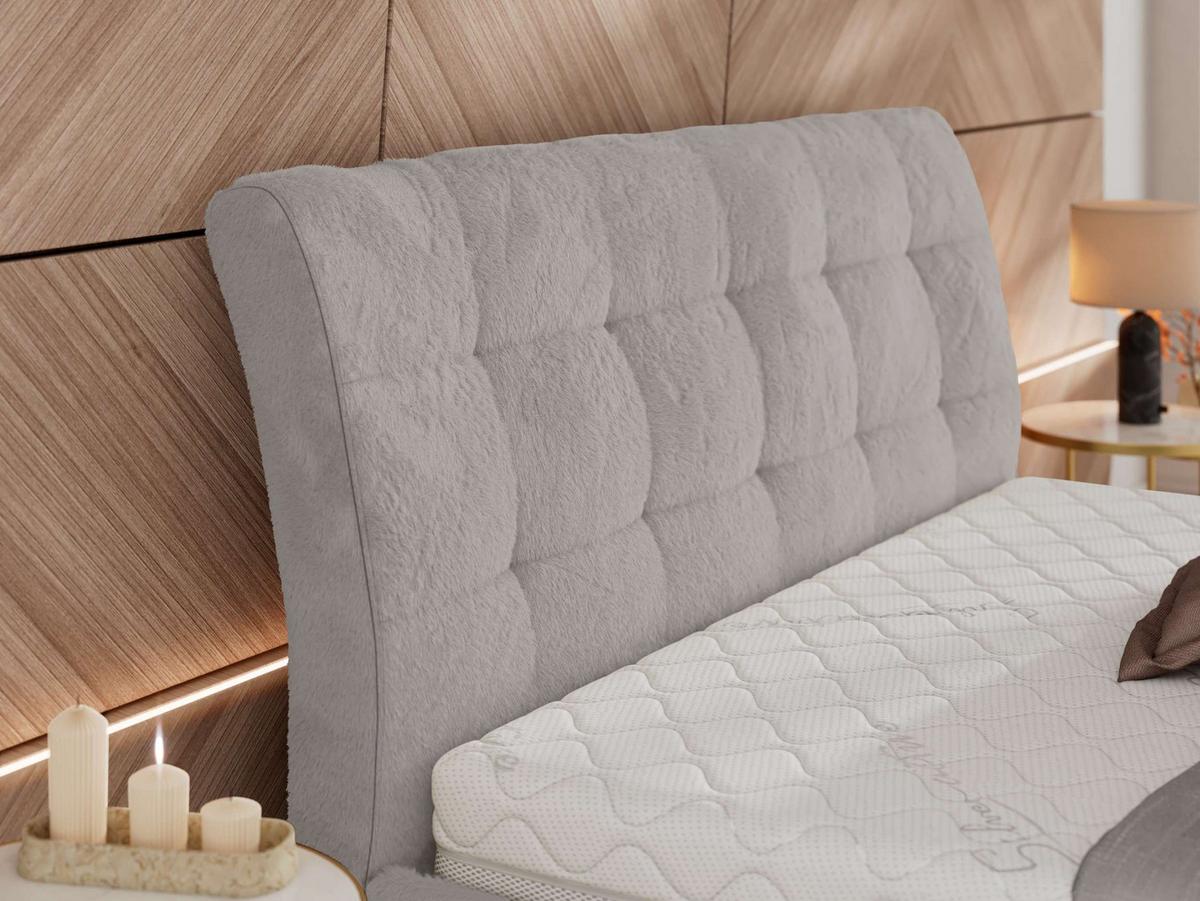 POLSTERBETT GALA CLASSIC 160/200 - Hellgrau Plüsch - Schaum-Matratze - Hellgrau, Textil (160/200cm) - MKS