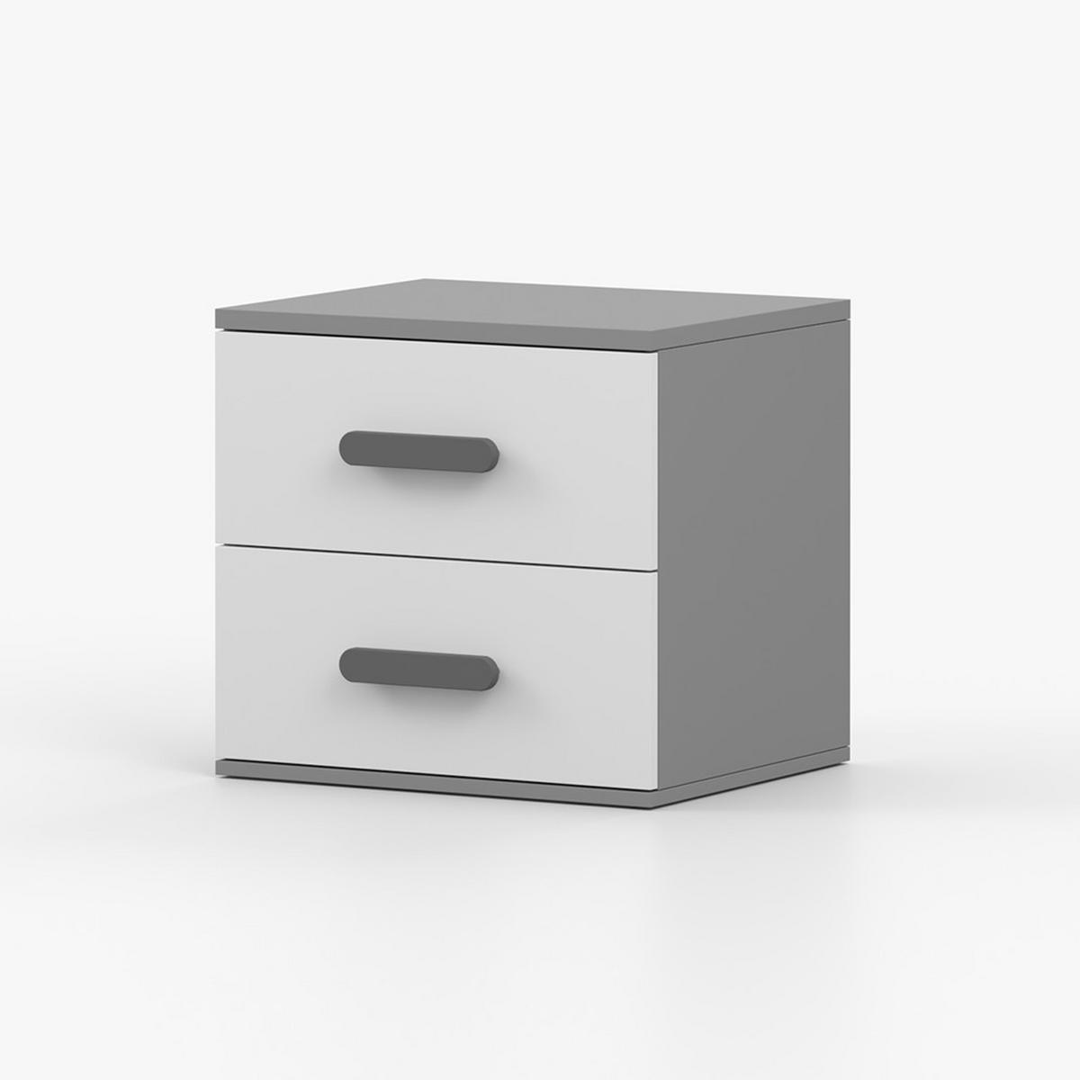 NACHTTISCH JONAS II 22, 55/51/44, 2 Schubladen, grau - Grau, Holzwerkstoff (55/44/51cm) - imoebel24