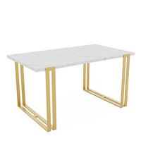 TISCH ausziehbar aus MDF, Weiß - Goldfarben/Weiß, Holzwerkstoff (120/80/76cm) - Idohome