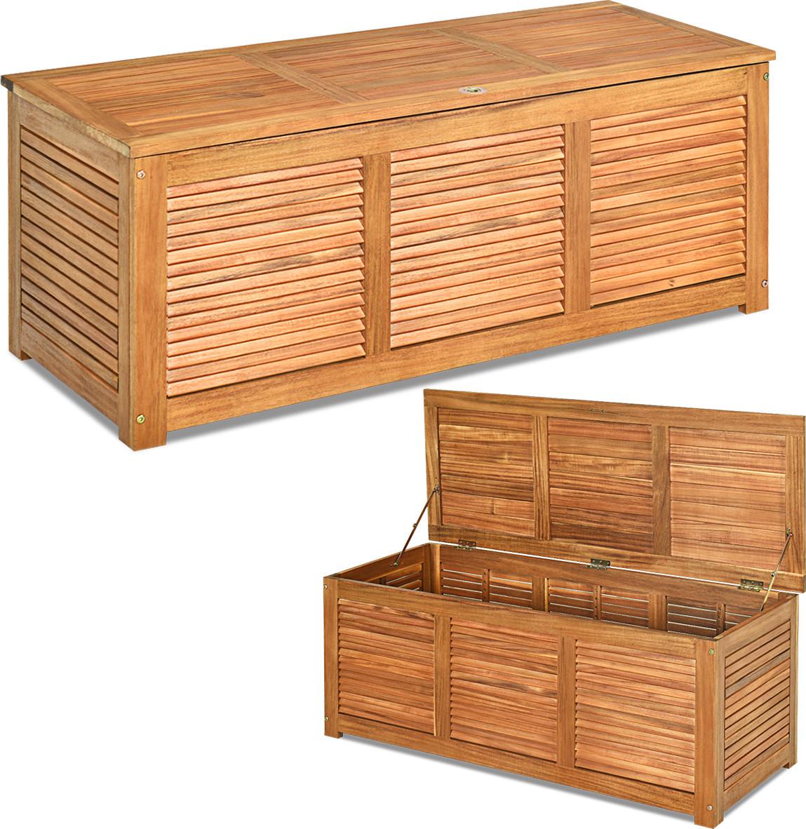 GARTENBOX Gartenbank Auflagenbox Holz - Naturfarben, Holz (120/45/45cm) - COSTWAY
