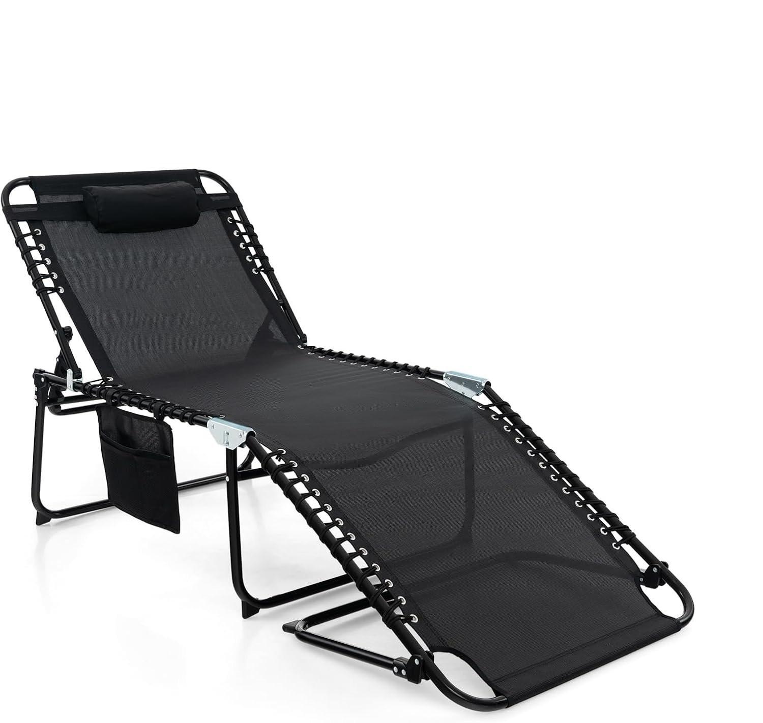 GARTENLIEGE Schwarz - Schwarz, Metall (188/86/69cm) - COSTWAY
