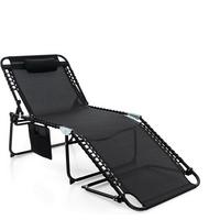 GARTENLIEGE Schwarz - Schwarz, Metall (188/86/69cm) - COSTWAY