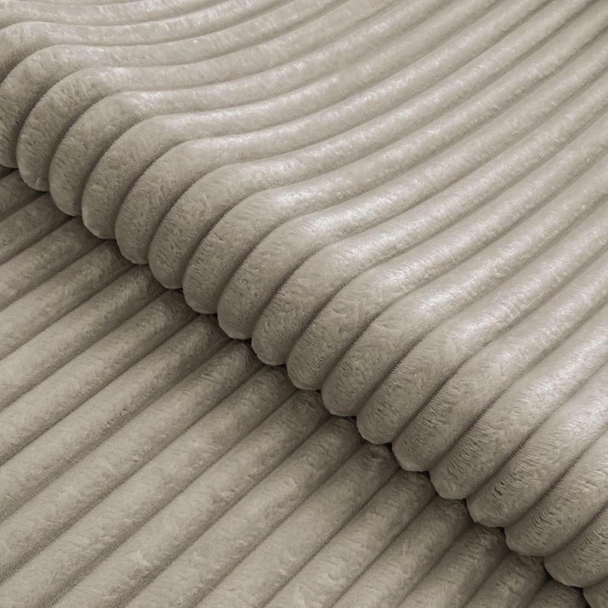 ECKSOFA Calma mit Schlaffunktion und Bettkasten im Bumpy-Design aus weichem Taupe Plüschcord - Ottomane links - Taupe/Schwarz, Holz/Kunststoff (239/140cm) - S-Style