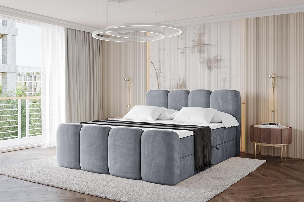 BOXBETT mit Matratze H4 und Lattenrost - NINA-Z - 140x200 cm - Grau - Anthrazit, Holzwerkstoff (140/200cm)