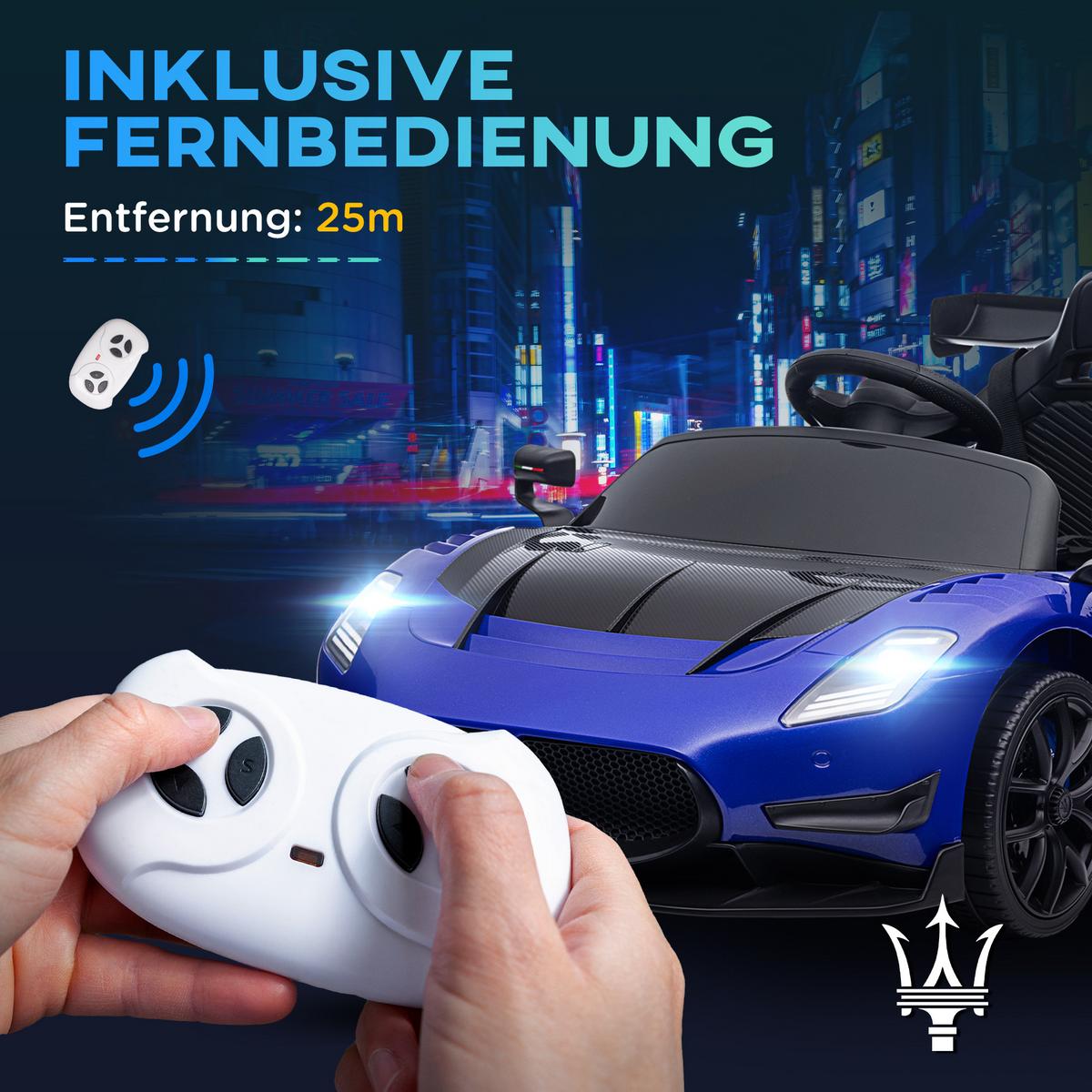 KINDER Elektroauto 12 V Kinderauto mit 2,4G Fernbedienung, Musik, Hupe, Blau - Blau, Metall (115/60/45cm) - AIYAPLAY