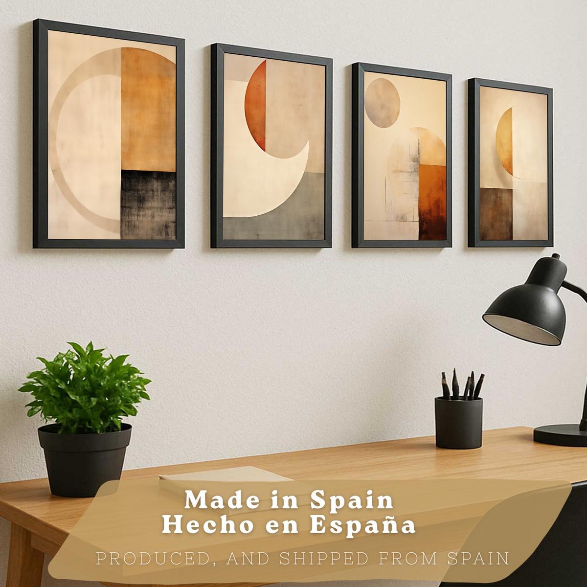 POSTER Set of 2 Beige Abstract Shape Wall Art Modern Living Room Bedroom Kitchen Bathroom Decor Rahmenlos A3 - Klar, Papier (29.7/1/42cm) - Nacnic
