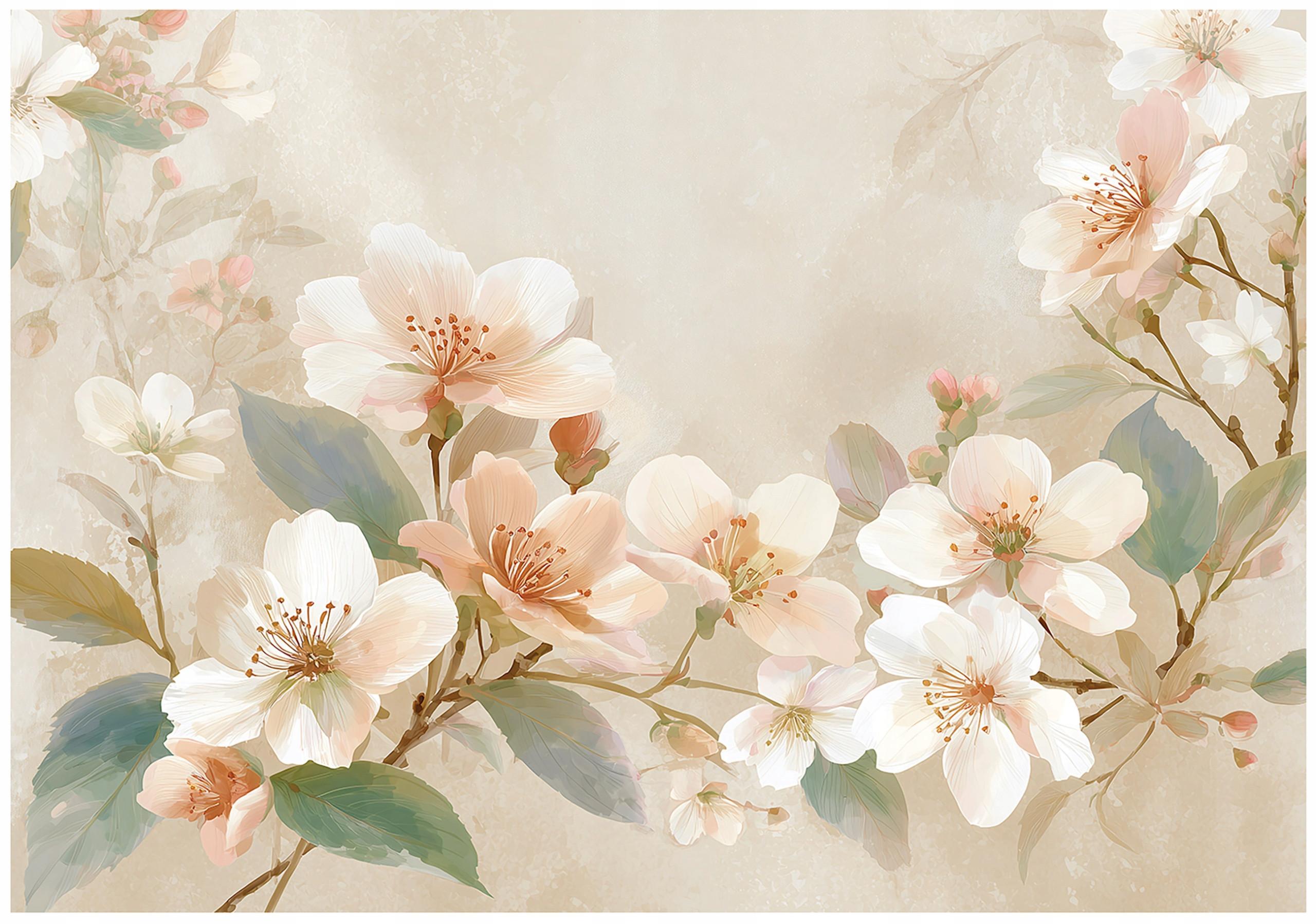 FOTOTAPETE Blumen Beton Beige 350x250 cm - Multicolor, Papier (350/250cm) - Wallarena