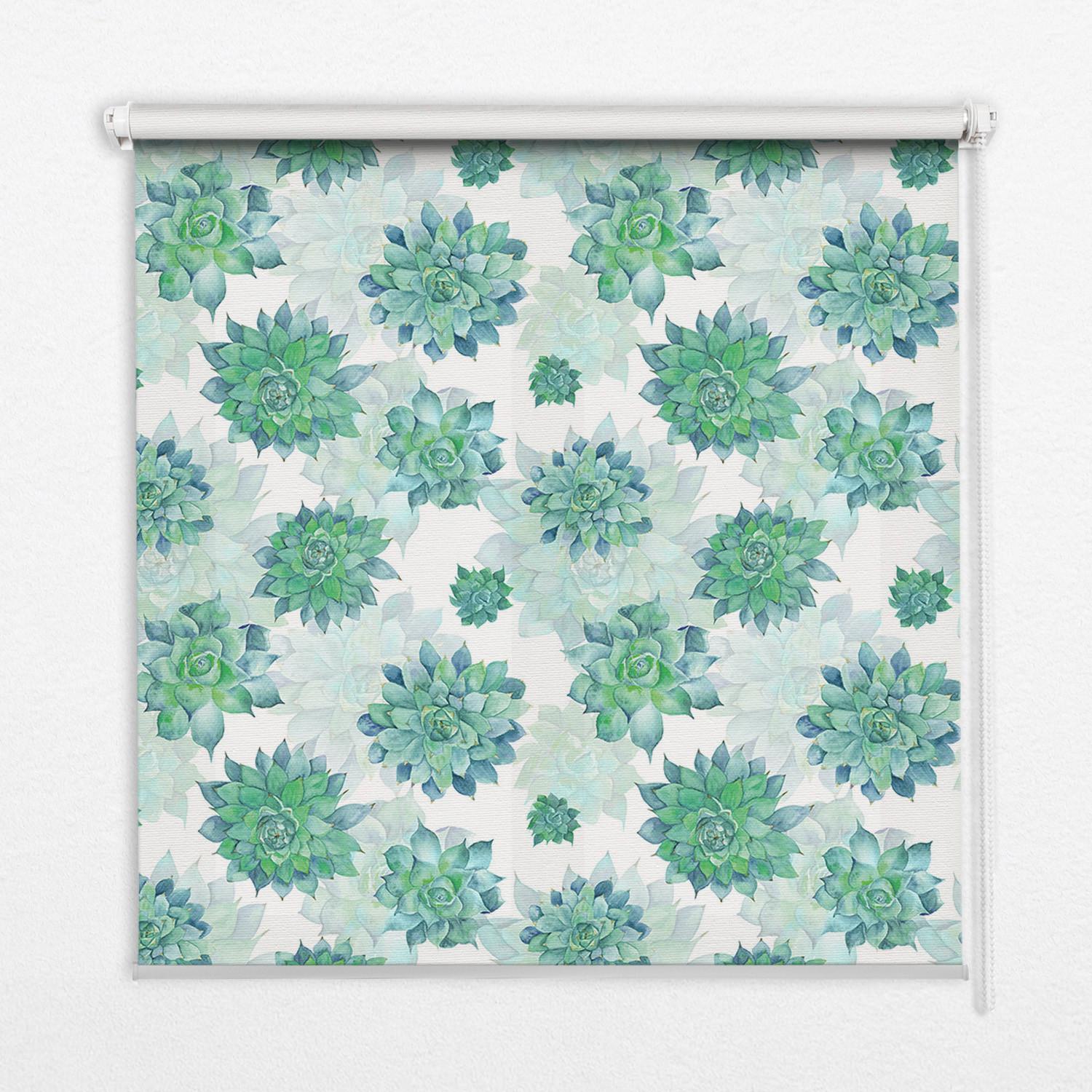 INNENROLLO - Fensterrollo - Rollo - 100x140 cm - Grüne Blumen - Grün, Kunststoff (100/140/0.5cm) - TULUP