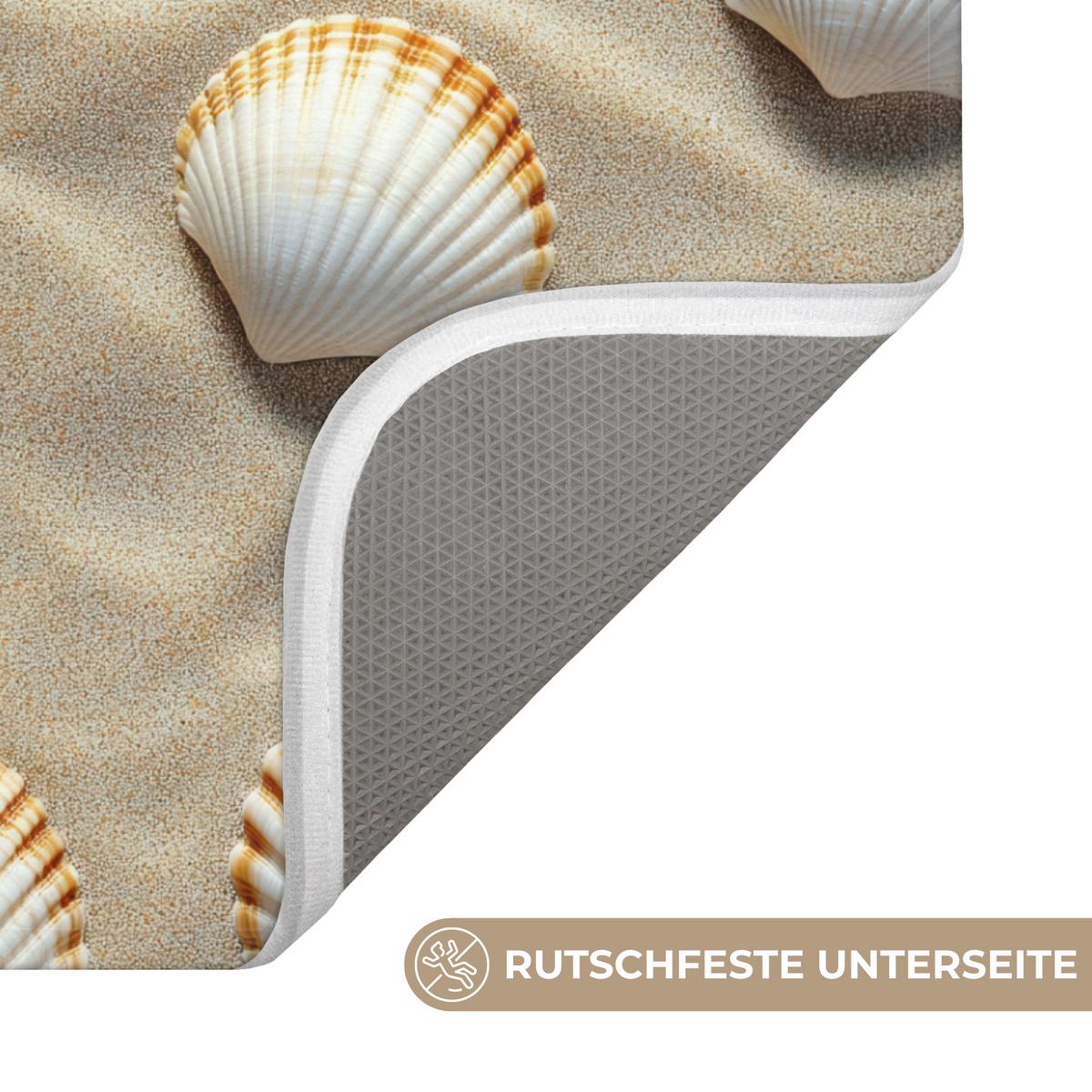 WC-VORLEGER Muscheln - Sand - Maritim Toilettenvorleger 55x60 cm - Sandfarben, Textil (55/1cm) - OnlyWow