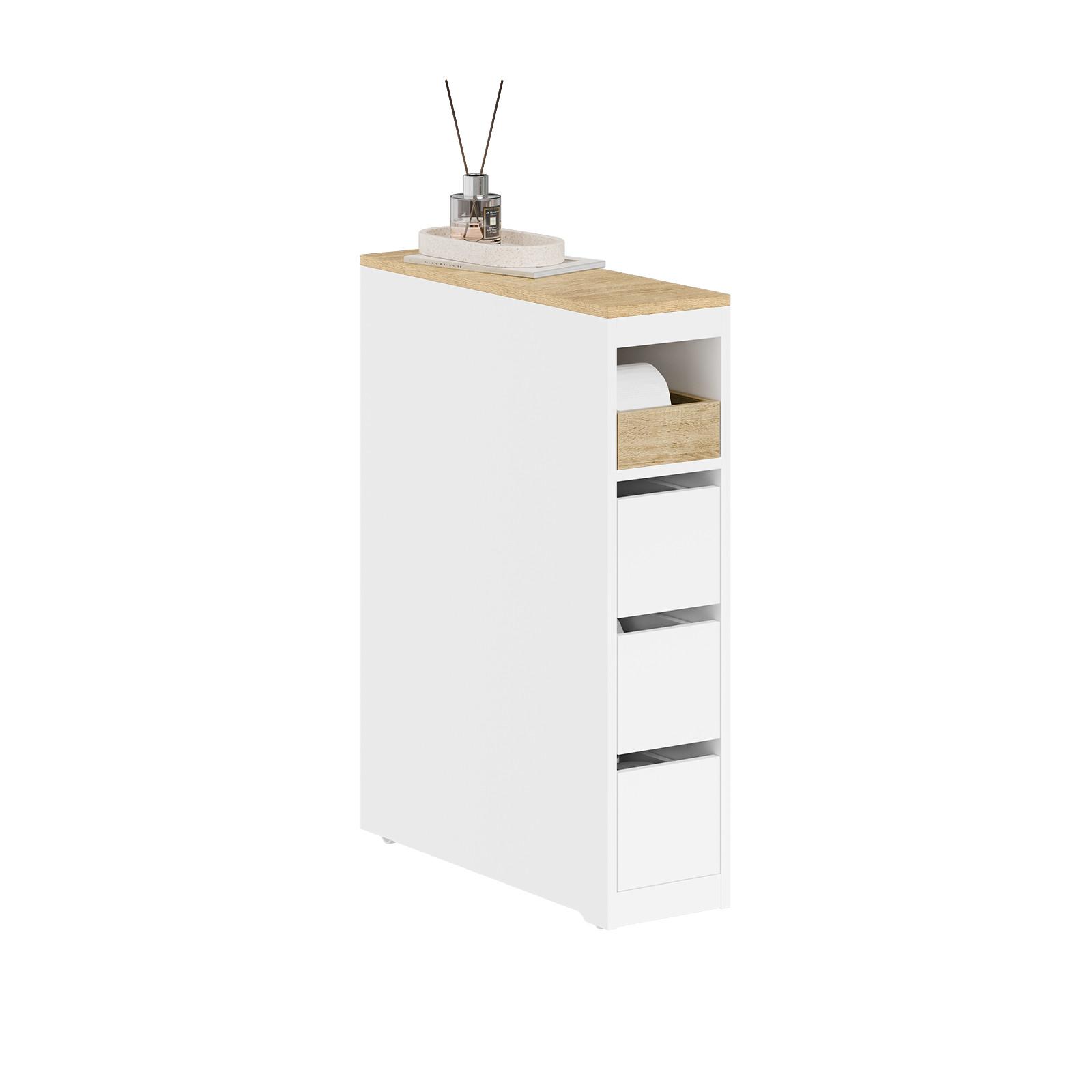 NISCHENSCHRANK mit 3 Schubladen, Weiß 60x20x82,3cm - Weiß, Holzwerkstoff (20/82.5/60cm) - SoBuy
