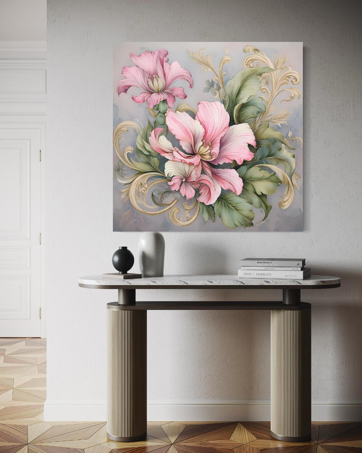 WANDBILD shabby chic blume - Pink, Textil (30/30cm) - Feeby