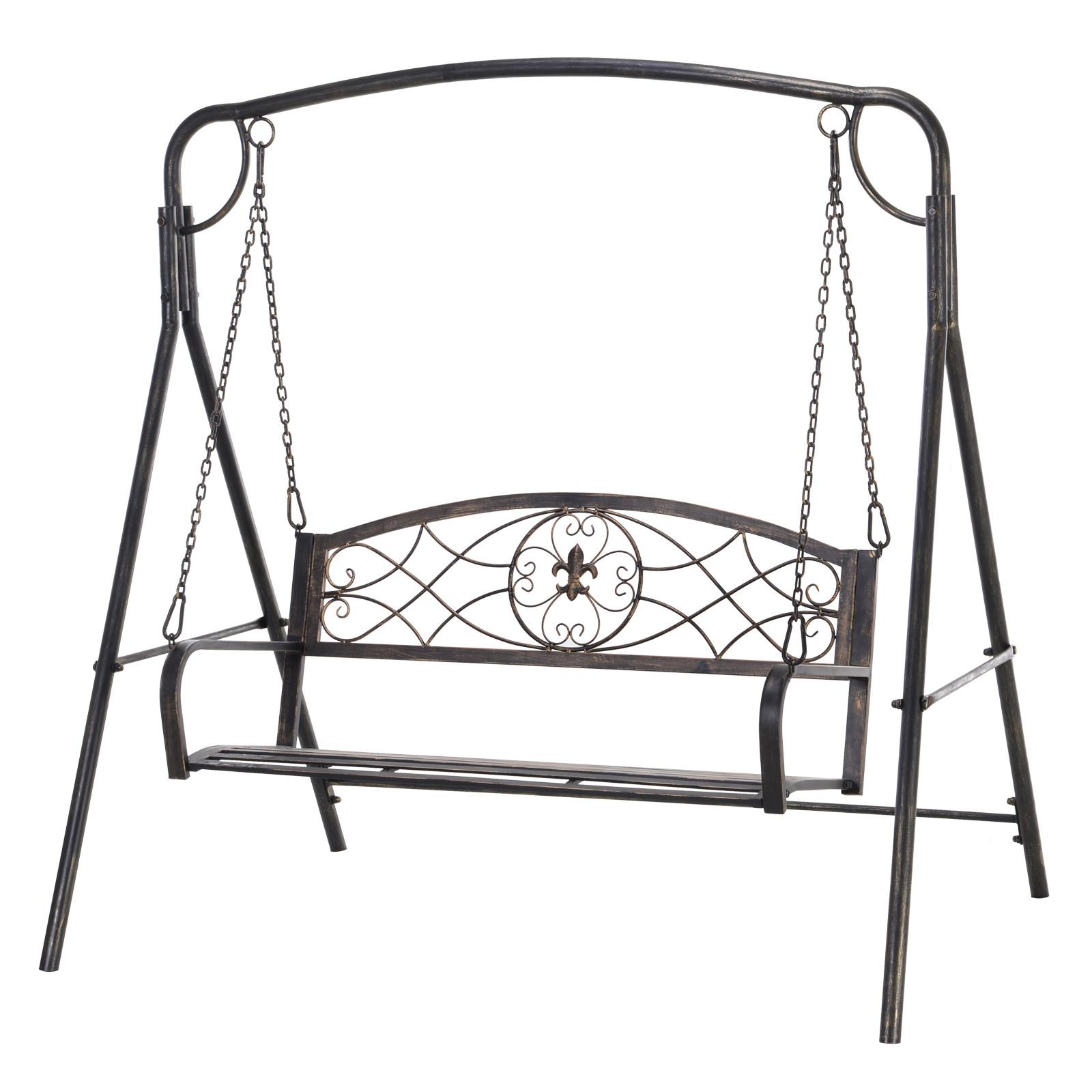 GARTENSCHAUKEL für 2 Personen, Metall, Schwarz mit Goldtönen, 167 x 123 x 175 cm - Schwarz, Metall (123/175/167cm) - Outsunny