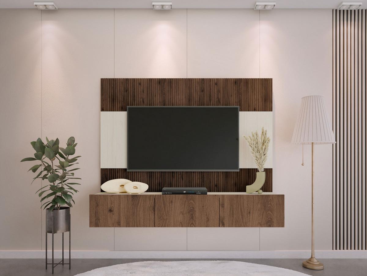 WOHNWAND Deromi III - Braun, Holzwerkstoff (180/150/38cm) - MIRJAN24