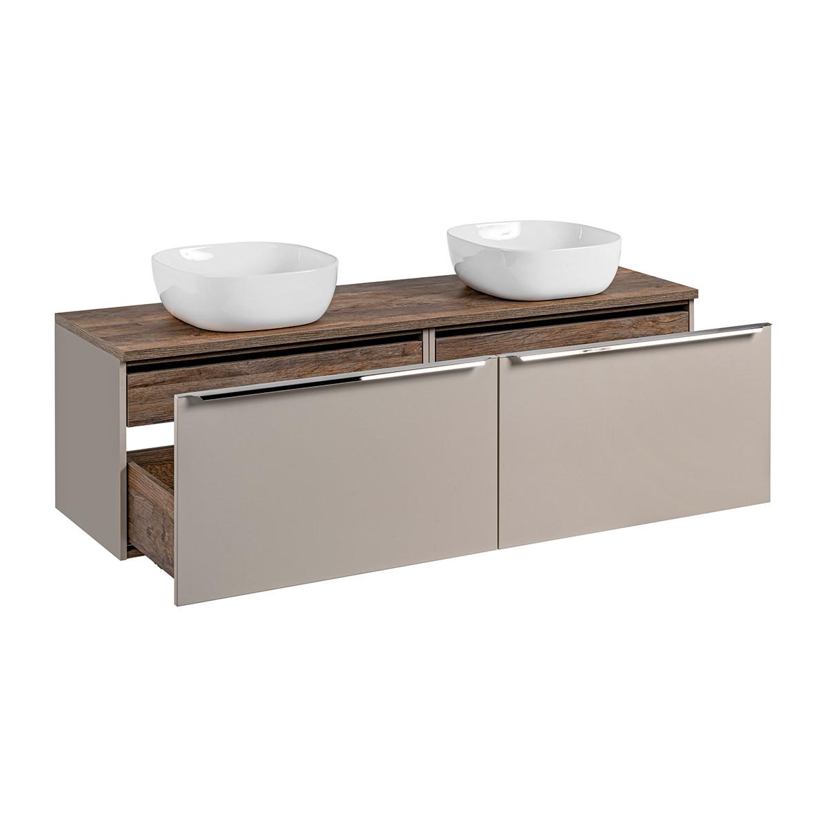 BADMÖBEL 160cm Éros 2er-Set Taupe - Taupe, Holzwerkstoff (160/48/46cm) - Petits-meubles