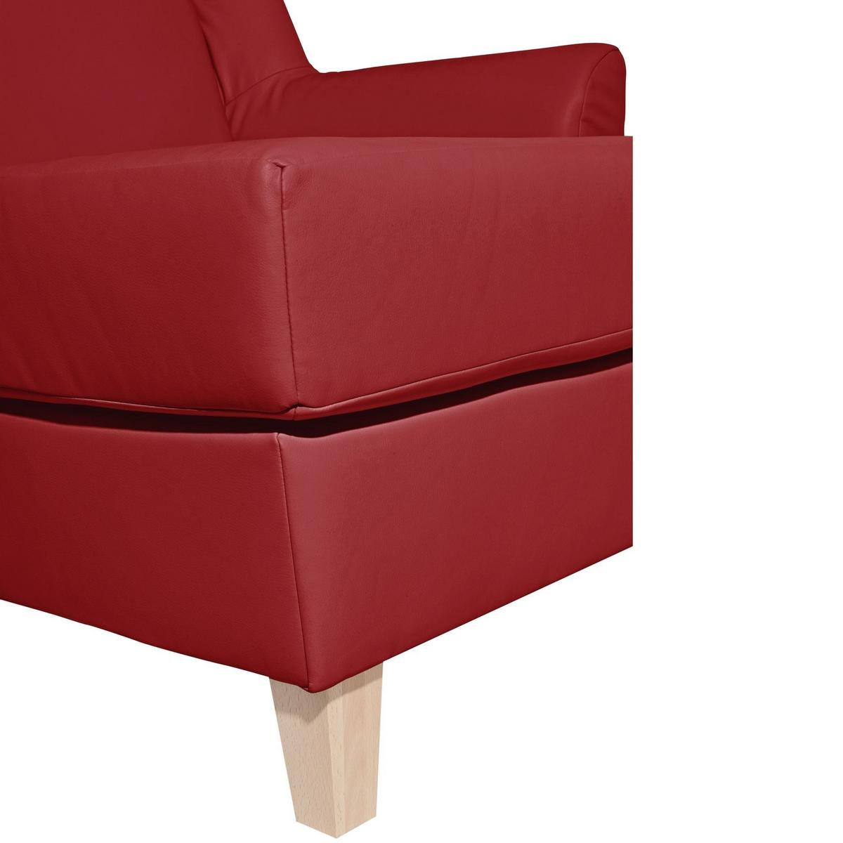 SESSEL XXL Karil Bezug Kunstleder Buche natur / chilli - Rot, Kunststoff (136/107/142cm) - 58aufmkessel