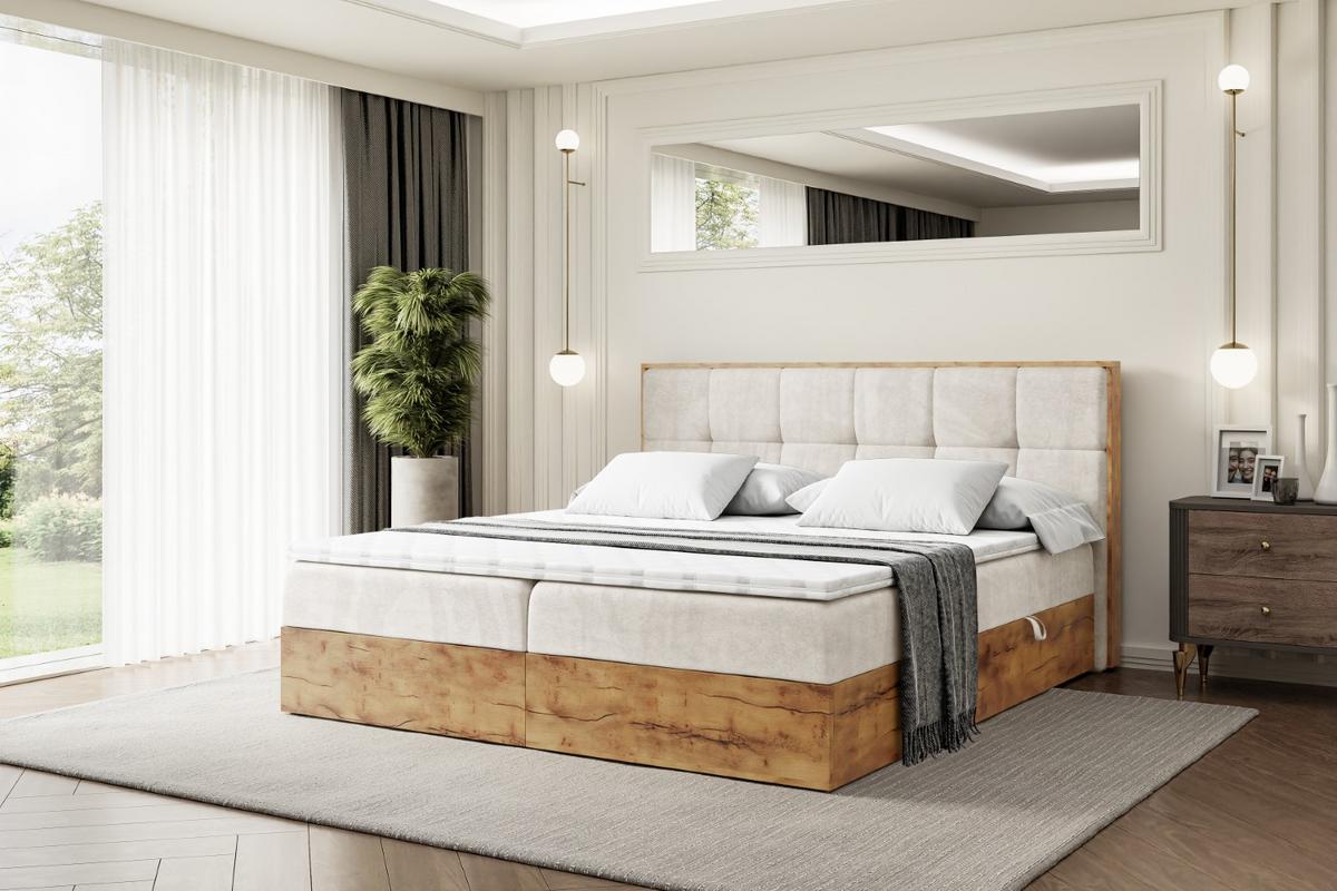 BOXBETT mit Matratze H4 und Lattenrost - LOLLI7 - 180x200 - Beige - Braun, Holzwerkstoff/Kunststoff (180/200cm) - ALTDECOR