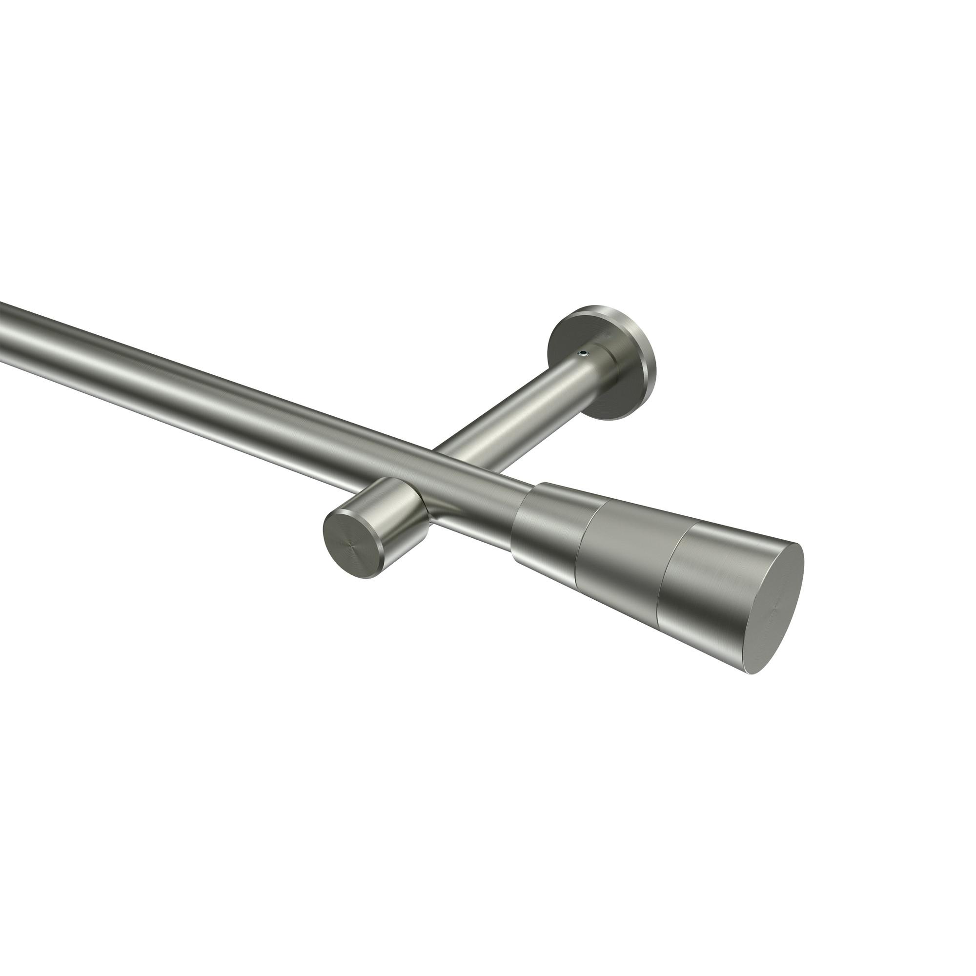 GARDINENSTANGE Prestige Tanara 260 cm (geteilt in 2 x 130 cm), 1-läufig (ohne Ringe), 20 mm Ø Edelstahl-Optik - Edelstahlfarben/Silberfarben, Metall (260cm) - INTERDECO