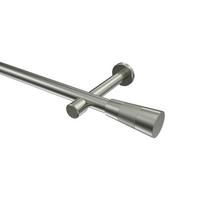 GARDINENSTANGE Prestige Tanara 260 cm (geteilt in 2 x 130 cm), 1-läufig (ohne Ringe), 20 mm Ø Edelstahl-Optik - Edelstahlfarben/Silberfarben, Metall (260cm) - INTERDECO