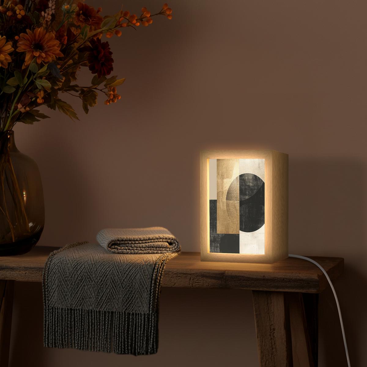 WANDLEUCHTE Abstrakt - Modern - Schwarz - Gold 15x20 cm - Sandfarben, Holzwerkstoff (15/20/8cm) - OnlyWow