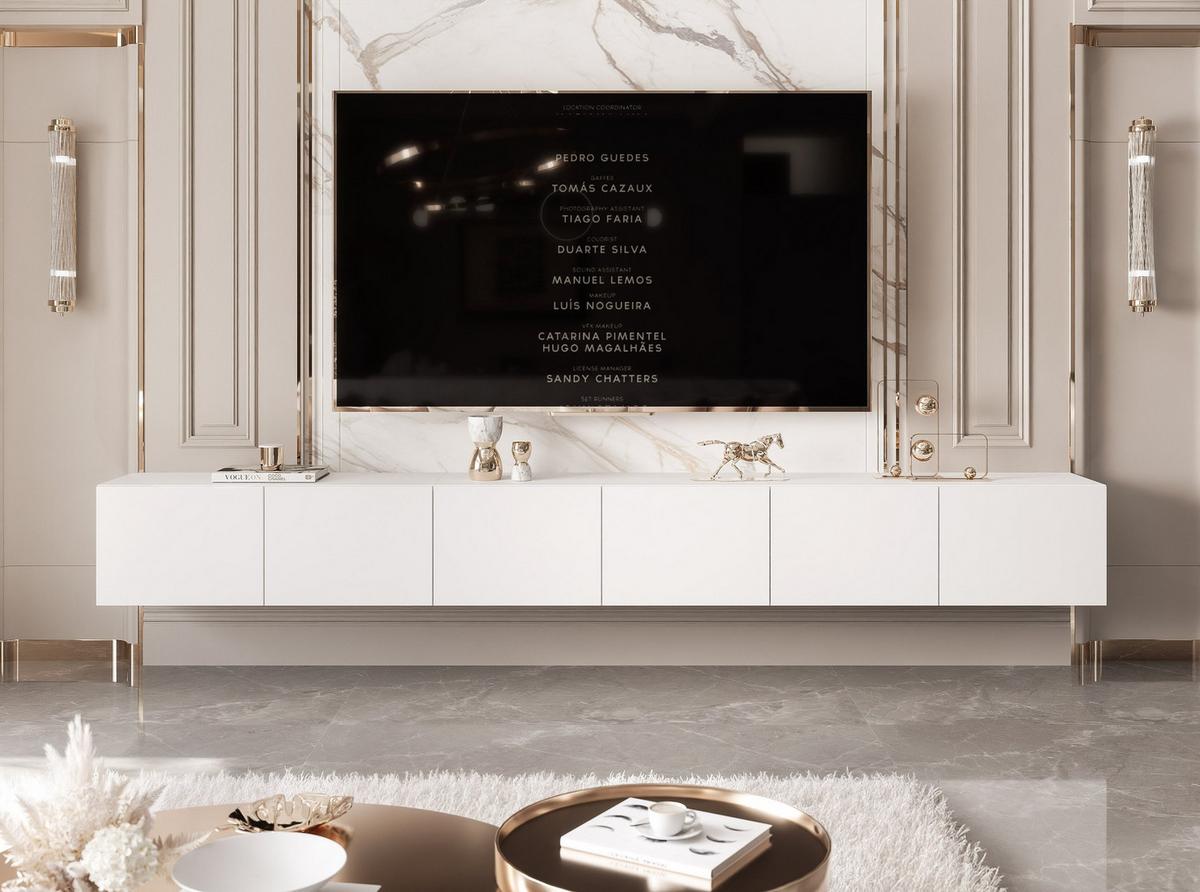 TV-LOWBOARD weiß matt, hängend mit LED-Beleuchtung - Weiß, Holzwerkstoff (300/36/40cm) - Idohome