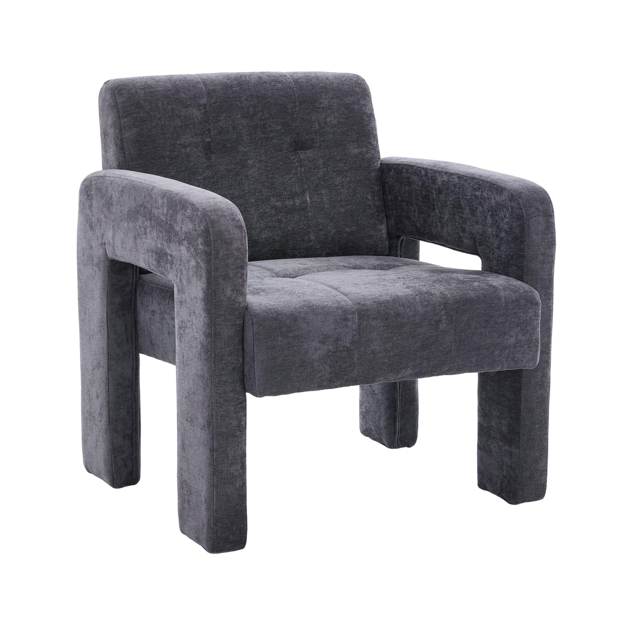 SESSEL Nordic Style aus Chenille mit ergonomischen Armlehnen - Grau, Textil (67/74/69cm) - Urban Meuble