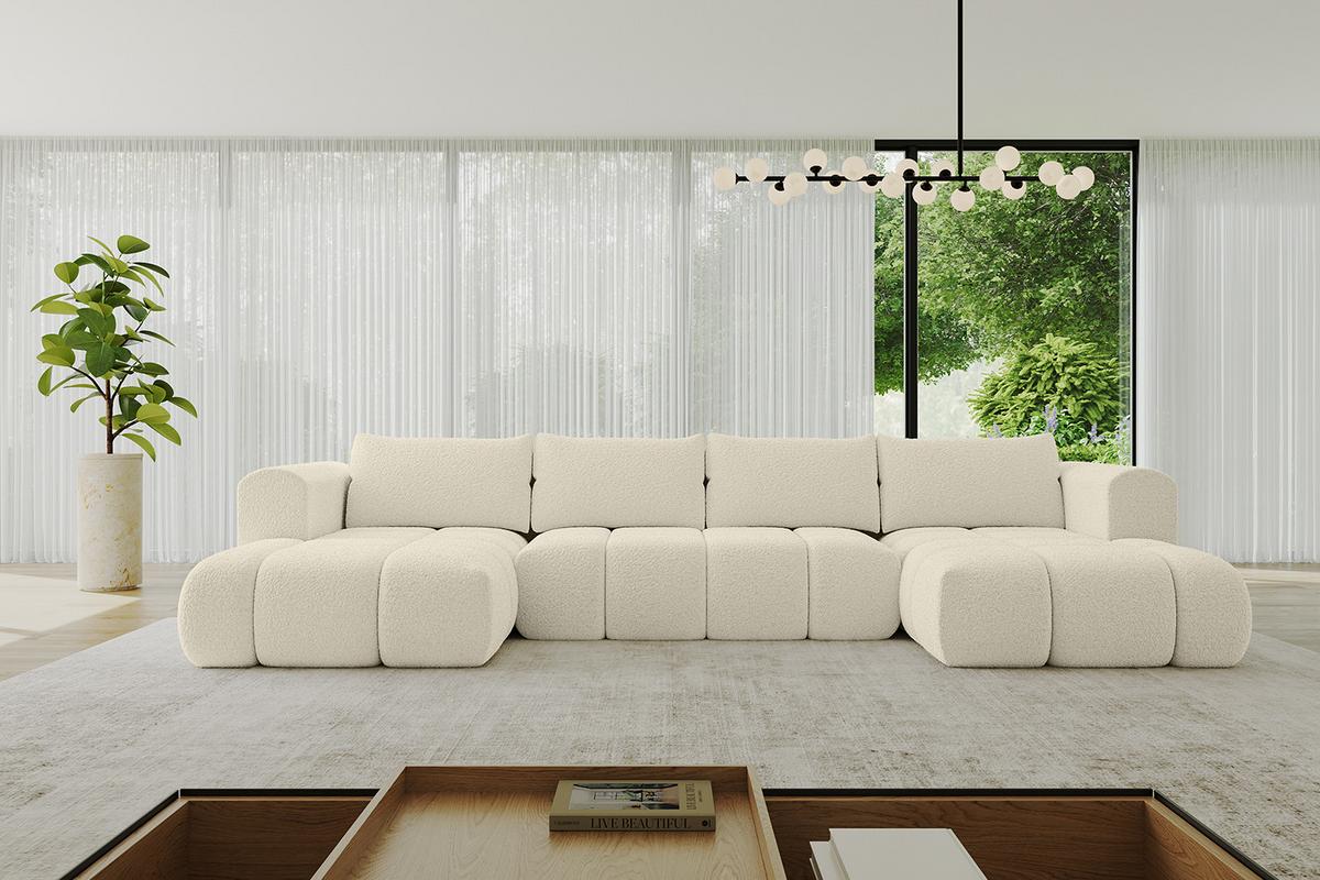 WOHNLANDSCHAFT CLOUD-U 405x185x90 Beige Bouclé - Beige, Holzwerkstoff/Kunststoff (405/90/185cm) - ALTDECOR
