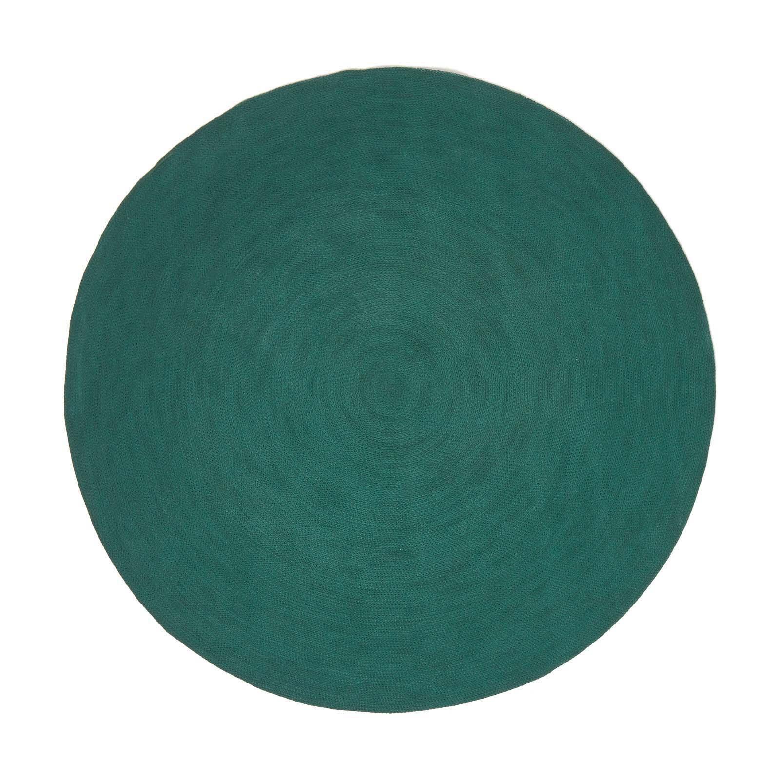 TEPPICH geflochten rund 120 cm - Waldgrün, Textil (120/120cm) - Homescapes