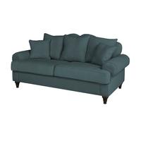 SOFA blaugrün Landhaus, Couch 3-Sitzer 200 cm - Dunkelgrün, Holz/Textil (200/95/100cm) - Furn.Design