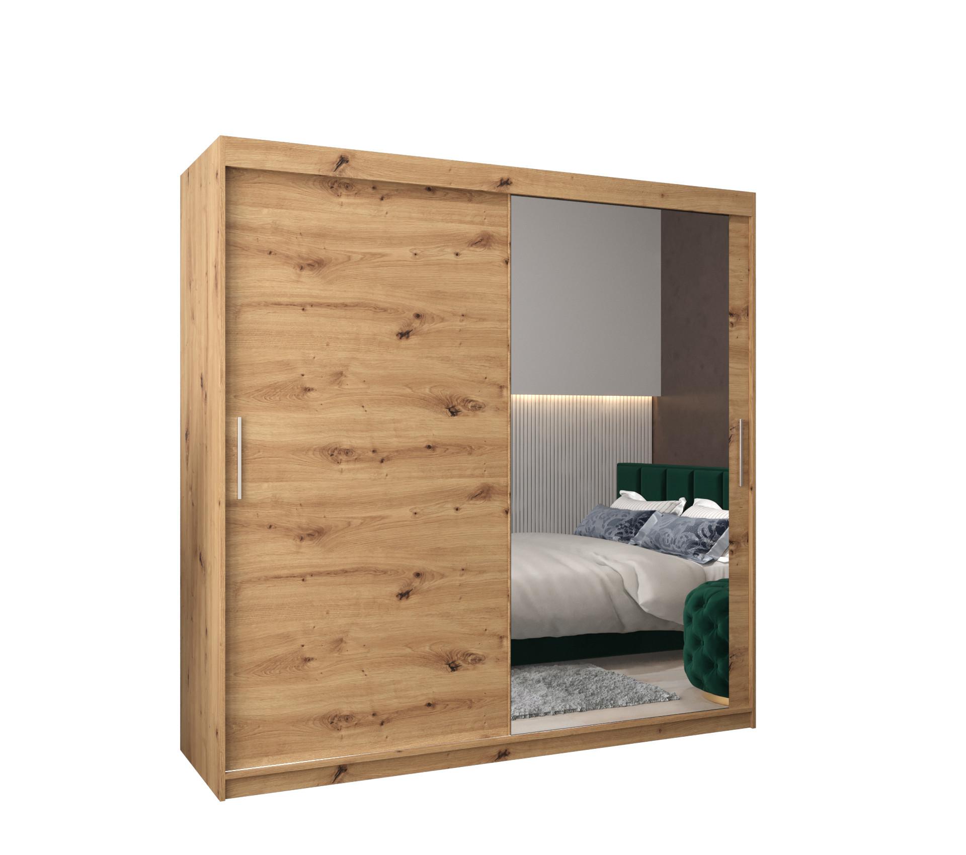 SCHWEBETÜRENSCHRANK 200/200/62 2-türig - Silberfarben/Eiche Artisan, Holz/Kunststoff (200/200/62cm) - MÖBEL KRYSPOL