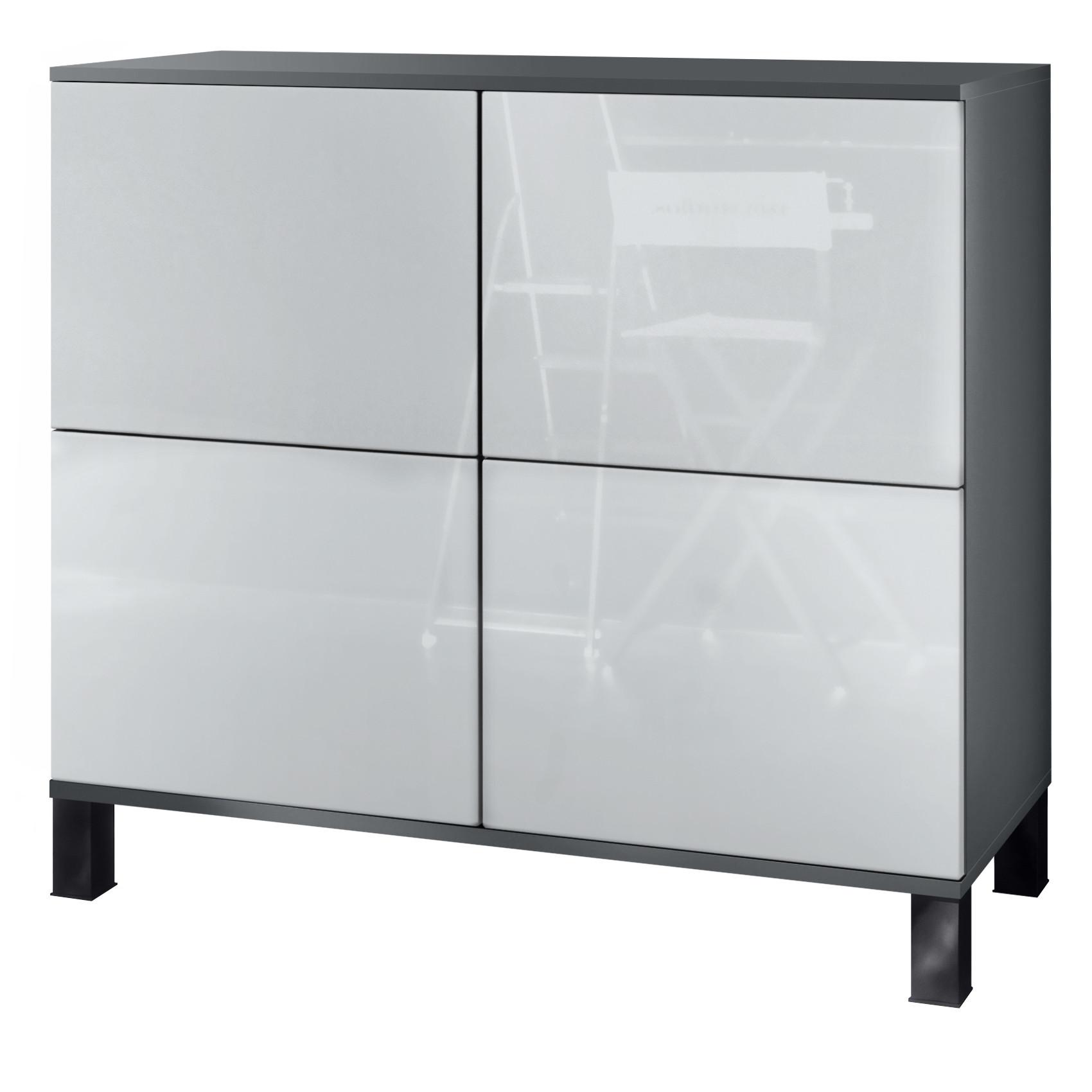 KOMMODE Rova Weiß Hochglanz - Weiß Hochglanz, Holzwerkstoff (92.5/84.5/35cm) - Vladon